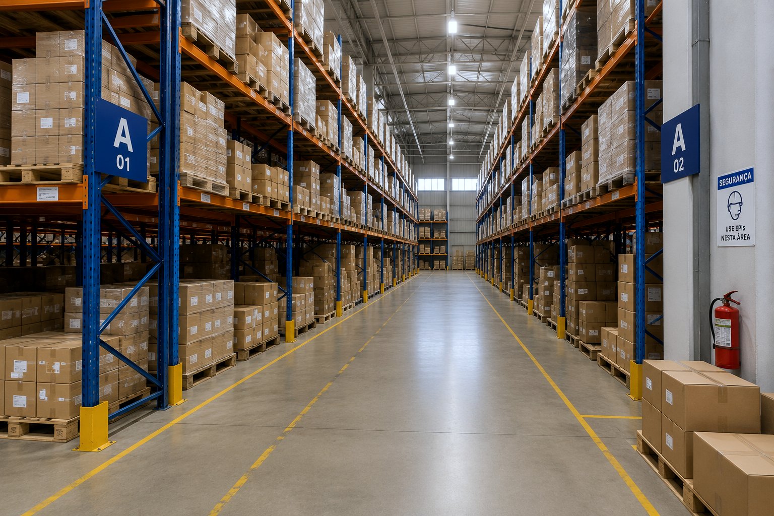 Coletor de dados sendo usado em operação de logística e armazém