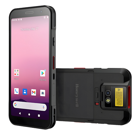Coletor de dados Honeywell CT32 em formato smartphone com tela touch e leitor traseiro