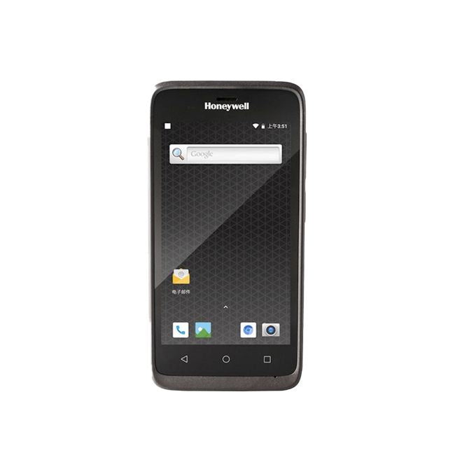 Coletor de dados Honeywell EDA51 em formato smartphone, com tela touch de 5 polegadas e leitor de código de barras na parte superior