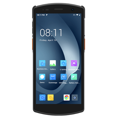 Coletor de dados Urovo CT58 em formato smartphone, com tela touch de 5,5 polegadas e leitor 1D/2D na parte superior