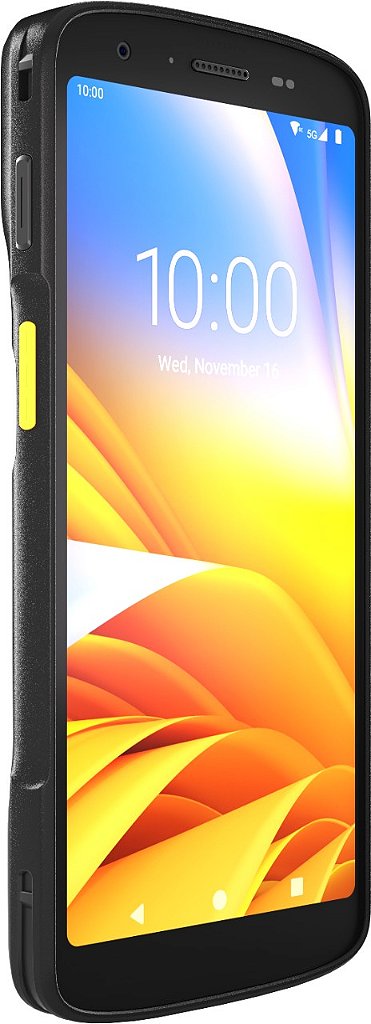 Coletor de dados Zebra TC22 Wi-Fi em formato smartphone, com tela de 6 polegadas e janela do leitor 1D/2D no topo do aparelho